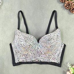 Women's Tanks Camis Summer Quality High End Tops Women Corset Luxury Bling Diamond Push Up Bustier Ladies Crop Top Camis y2k Tank Woman Clothes 230711
