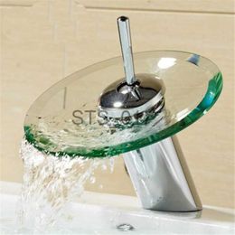 Kitchen Faucets Bathroom Faucet Basin Sink Mixer Tap Waterfall Chrome Polished Glass Edge x0712