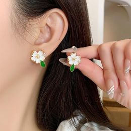 Backs Earrings Gardenia Jasminoides Flower Fashion Design Senior Tea Clip Temperament Ear Without Hole CEa706