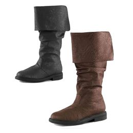 Boots Medieval Men Knight Prince Cosplay Gothic Retro Punk Leather Boots Halloween Carnival Stage Party Props Shoes Elf Vintage Boot
