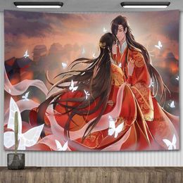 Tapestries Heaven Officials Blessing Anime Tapestry Wall Hanging Aesthetic Room Decor Tapestry Art Poster Tapestries For Home