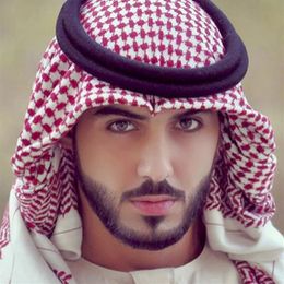 Men Muslim Headscarf Plaid Polyester Islamic Traditional Prayer Scarf Hat Cap Hijab Ramadan Shemagh Square Turban 138 138cm2111