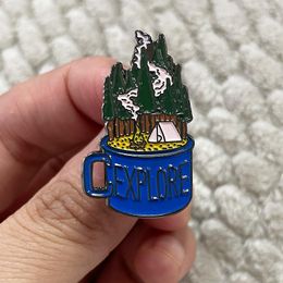 Brooches Explore Enamel Pin Forest Adventure Camping Cup Mug Brooch Enjoy Nature Festival Fashion Jewellery