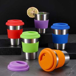 Mugs Stainless Steel Thermal Coffee Cup Portable Water Drinks Tea Milk Beer Mug with Lid Anti-scald Travel Tableware R230712