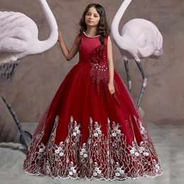 Girl's Dresses Kids Party Dress For Girls Wedding Bridesmaid Birthday Dresses Children Lace Embroidery Flower Girl Princess Dresses Prom Gown 230712
