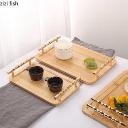 Plates Rectangular Bamboo Tray Tea Wooden Pallets Dinner Plate Bread Fruit Refreshment Trays Dim Sum Cake