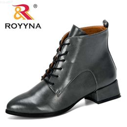 Boots ROYYNA New Designer Popular Style Microfiber Spring Autumn Ankle Boots Women Ankle Boots Lace Up Ladies Worker Boots Trendy L230712