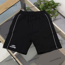 xinxinbuy Men women designer Shorts pant reflective stripe Paris embroidery Spring summer brown white black Grey S-XL