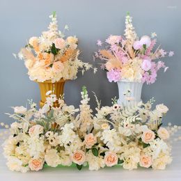 Decorative Flowers 50/55/65cm Wedding Decor Table Centerpieces Artificial Flower Ball Leaf Backdrop Road Lead Party Floral