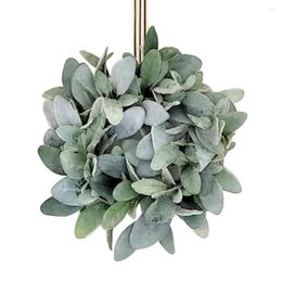 Decorative Flowers Artificial Eucalyptus Wreath Farmhouse Lambs Ear Spring Green Leaves For Front Door Wall Window Party Decor 2023