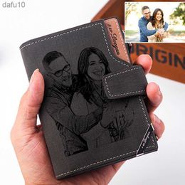 Men Short Wallet with Zipper Coin Pocket Custom Picture Personalised Photo Wallets Father's Mother's Day Gift for Men Him Her L230704