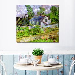 Impressionist Canvas Art Houses in Auvers 1890 Vincent Van Gogh Painting Handmade Oil Reproduction Modern Hotel Room Decor