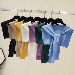 Scarves Korean Air-Conditioned Room Warm Shawl Summer Silk Knit Scarf Womans Neck Guard Shoulder Fake Collar Cape Knotted Scarve O44