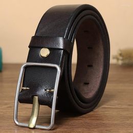 Belts Casual Men's Belt 4CM Thick Top Layer Cowhide High Quality Design Business Golf Stainless Steel Pin Buckle