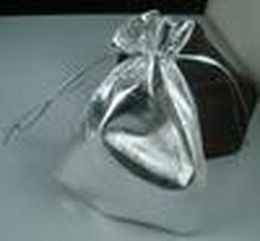 100Pcs Silver Plated Gauze Jewellery Gift Pouch Bags For Wedding Favours With Drawstring