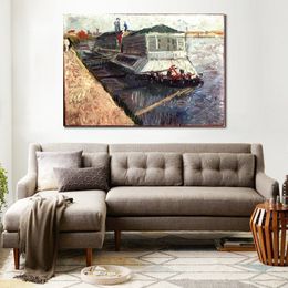 Bathing Float on The Seine at Asnieres Handmade Vincent Van Gogh Painting Landscape Impressionist Canvas Art for Entryway Decor