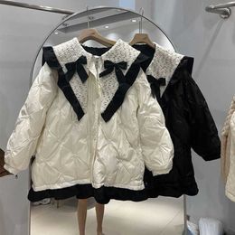 Autumn and winter ladies loose doll collar down coat, sweet and cute doll collar, youthful vitality, large size loose, pregnant women can also wear.