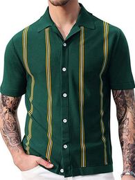 Men's TShirts Striped Knit Sweater Short Sleeve Business Polo Shirt with Suit Collar 230711