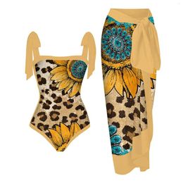 Women's Swimwear Women Swimsuit With Cover Up Sporlike High Waist Two Pieces Push Tropical Monokini Trendy Bathing Suit