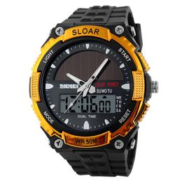 SKMEI Sport Watch Men Clock Male Digital Wrist Watches Top Outdoor Solar Power 12/24 Hour Water Resistant Men's Watch Relojes