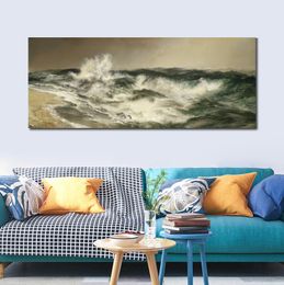 Hand Painted Impressionist Landscape Canvas Wall Art the Much Resounding Sea Modern Artwork Beautiful Dining Room Decor