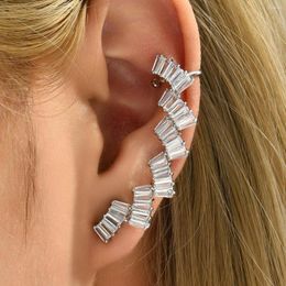 Backs Earrings JF 2023 Small Fashion Original Luxury Shiny Delicate Design Wave T-shaped All Zircon Stud Ear Bone Clip