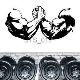 Other Decorative Stickers Bodybuilder Gym Fitness Sport Muscles Arm Wrestling Wall Sticker Vinyl GYM Decoration Decal Removable Mural Wallpaper S012 x0712