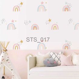 Other Decorative Stickers Bohemia Pink Rainbow Stars Wall Stickers Removable Nursery Wall Decals Art Posters Print Gift Girls Bedroom Home Decoration L240104