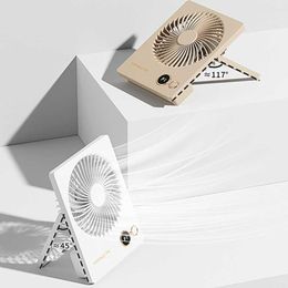 Electric Fans XaoMI Portable Desk Fan 4000mAh USB Rechargeable Super-Thin Small Folding Table Cooling Fan Hanging Quiet Electric Fans For Home