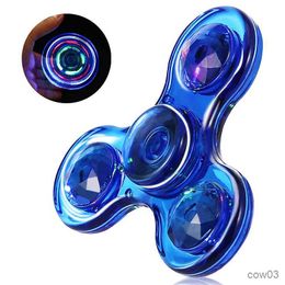 Decompression Toy New Luminous LED Light Spinners Light Up Clear Toys Anxiety Toys Stress Relief Reducer Spin for Kids Sequin R230712