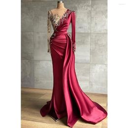 Party Dresses 2023 Gorgeous Women's Mermaid Evening Satin Pleated Decal Prom Gowns Fashion Celebrity Formal Robe Vestido Noche