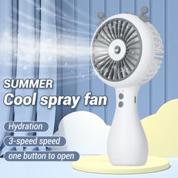 Other Home Garden Mini Portable Fan 3 Speed Humidifying Spray Water Misting Summer USB Charging Air conditioner Cooling Handheld Camping 230711
