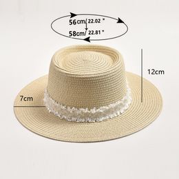 New Hat for Women Summer Straw Sun Hat Ladies Fashion Flat Brim Holiday Travel Beach Hat Chapeau Femme Wholesale