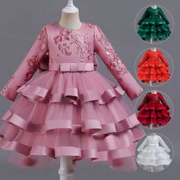 Girl's Dresses Kids Girls Christmas Flower Dresses For Girls Wedding Satin Princess Costume Elegant Party Pageant Ball Gown For Teen 3-12 YearsHKD230712