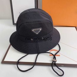 Wide Brim Hats Bucket Hats Mens Summer Mesh Breathable Sports Designer Bucket Hats Mountaineering Fishing Black Adjustable Hat Metal Triangle Letter Print bucket h