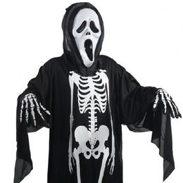 2017 Halloween Ghost Skeleton Costume Skull Gloves Devil Mask Scary Costumes for Children Adult Cosplay Holiday Party Clothing LX3258x