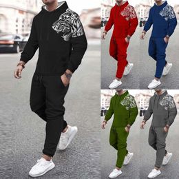 Men's Tracksuits Leopard Print Mens Tracksuit Hoodies And Trousers High Quality Male Dialy Casual Sports Jogging Set Autumn Outfits