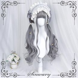 Party Supplies Light Grey Long Curly Hair Lolita Wig Grandma Temperament Female