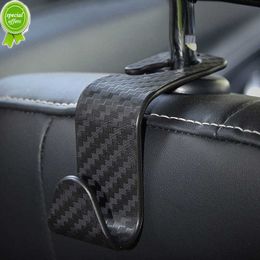 2pcs Car Seat Headrest Storage Hooks Carbon Fibre Texture Handbag Purse Car Organiser Holder Hook Clips Car Accessories Interior