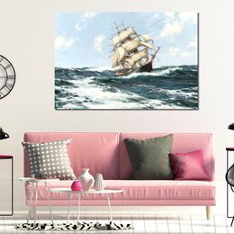 Nautical Art Canvas Painting Pacific Combers Montague Dawson Artwork Hand Painted Dining Room Decor