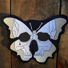 COOLEST BLACK DEATH BUTTERFLY SKULL MOTORCYCLE COOL LARGE BACK PATCH ROCKER CLUB VEST OUTLAW BIKER MC PATCH 215r