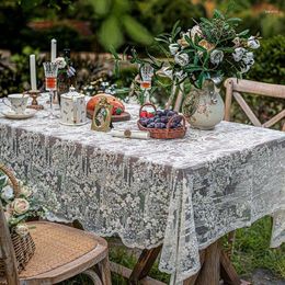 Table Cloth 1Pc French Style White Lace Embroidered Tablecloth High-Grade Nordic Rectangular Square