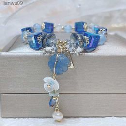 Japan and South Korea flower fairy crystal bracelet female Duo fu pumpkin pendant bracelet for women fresh holiday jewelry gift L230704