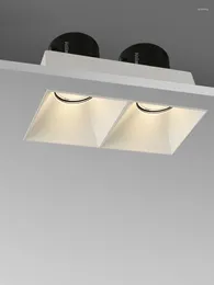 Wall Lamp LED Recessed Downlight Frameless Square Double Head Detachable Replaceable Module Anti Glare Built-in Spot Light