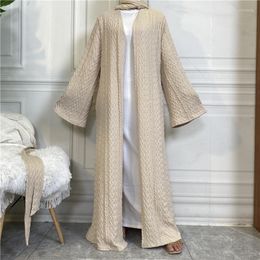 Ethnic Clothing Muslim Abayas Women Autumn And Winter Sweater Middle East Abaya Loose Sleeve Dress Cardigan Robe With Side Pocket