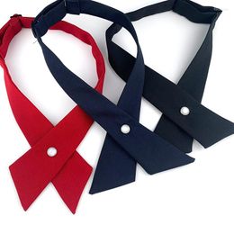 Bow Ties 26 12 6CM Tide Wine Navy Black Solid Polyester Cross Shaped Bowtie For Woman Students Party Banquet Casual Neckties