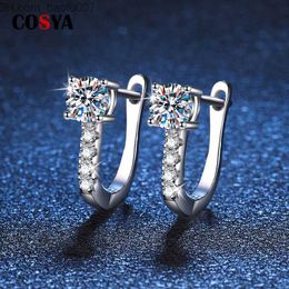 Charm COSYA S925 Sterling Silver Mosonite Screw Earrings 1 Carat Classic U-shaped Earrings D Colour Women's Party Exquisite Jewellery Gift Z230712
