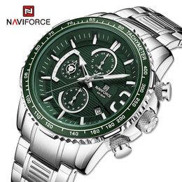 NAVIFORCE Stainless Steel Men's Wristwatch Fashion Casual Waterproof Quartz Watches For Men Big Face Classic Luxury Brand Clock