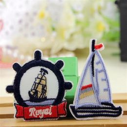 Iron On Patches DIY Embroidered Patch sticker For Clothing clothes Fabric Badges Sewing boat anchor design245b