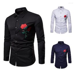 Men's Casual Shirts 2023 Long Sleeve Shirt South Korea Fashion Street Designer Vintage Print Clothes Luxury Big Dress Men